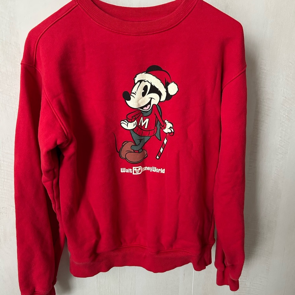 Disney Red Crewneck Sweater with Mickey Mouse-Disney World